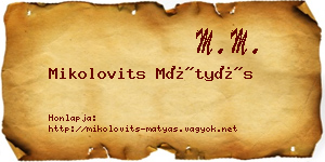 Mikolovits Mátyás névjegykártya