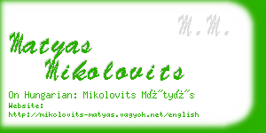 matyas mikolovits business card